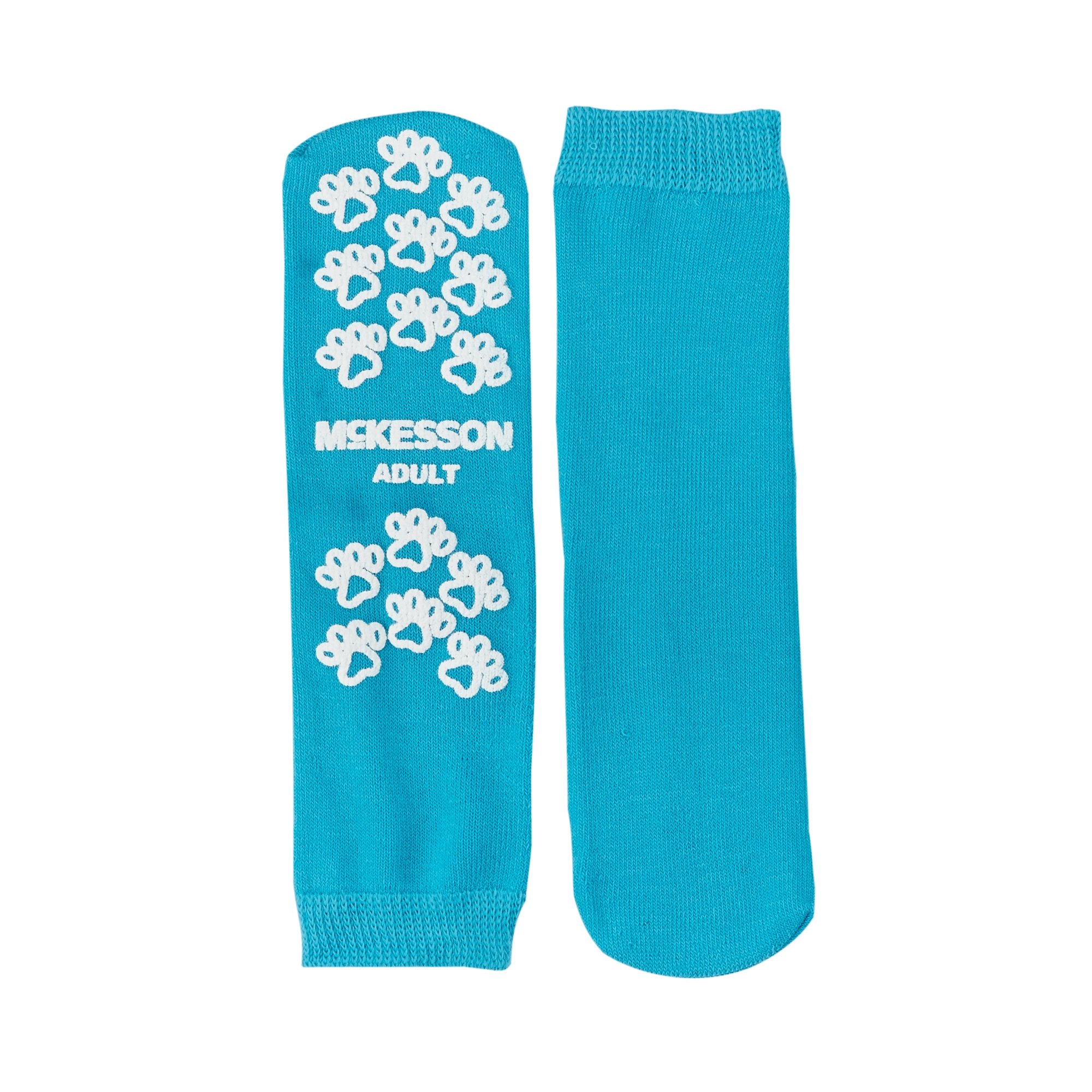 Slipper Socks McKesson Terries Unisex Adult Large Single Tread Single Patient Use Teal, Packaging Type- Case