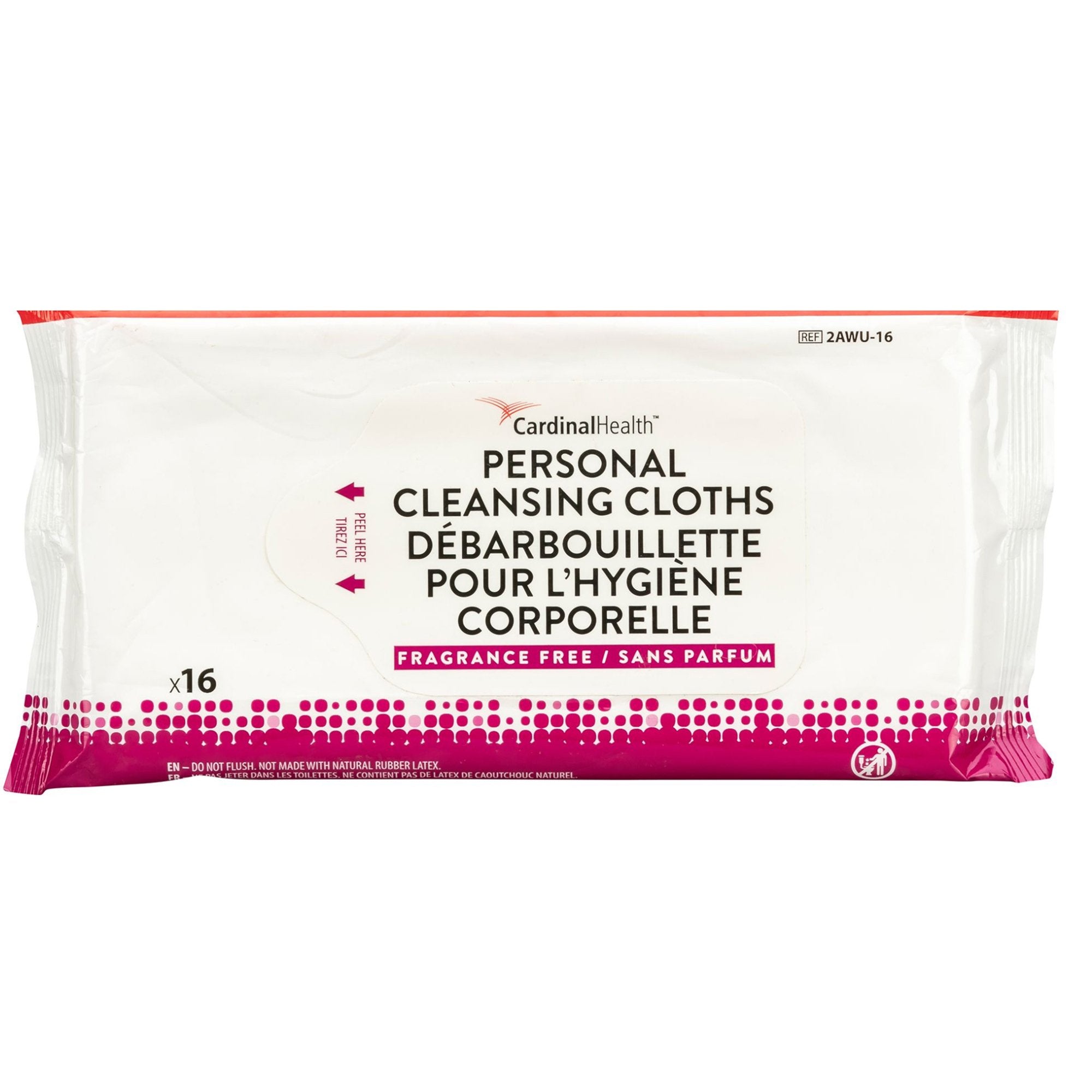 Personal Cleansing Wipe Cardinal Health™ Soft Pack Unscented 16 Count