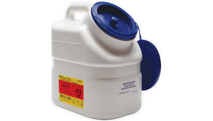 Pharmaceutical Waste Container Recykleen White Base 16.6 H X 10.7 W X 6 D Inch Horizontal Entry 3 Gallon