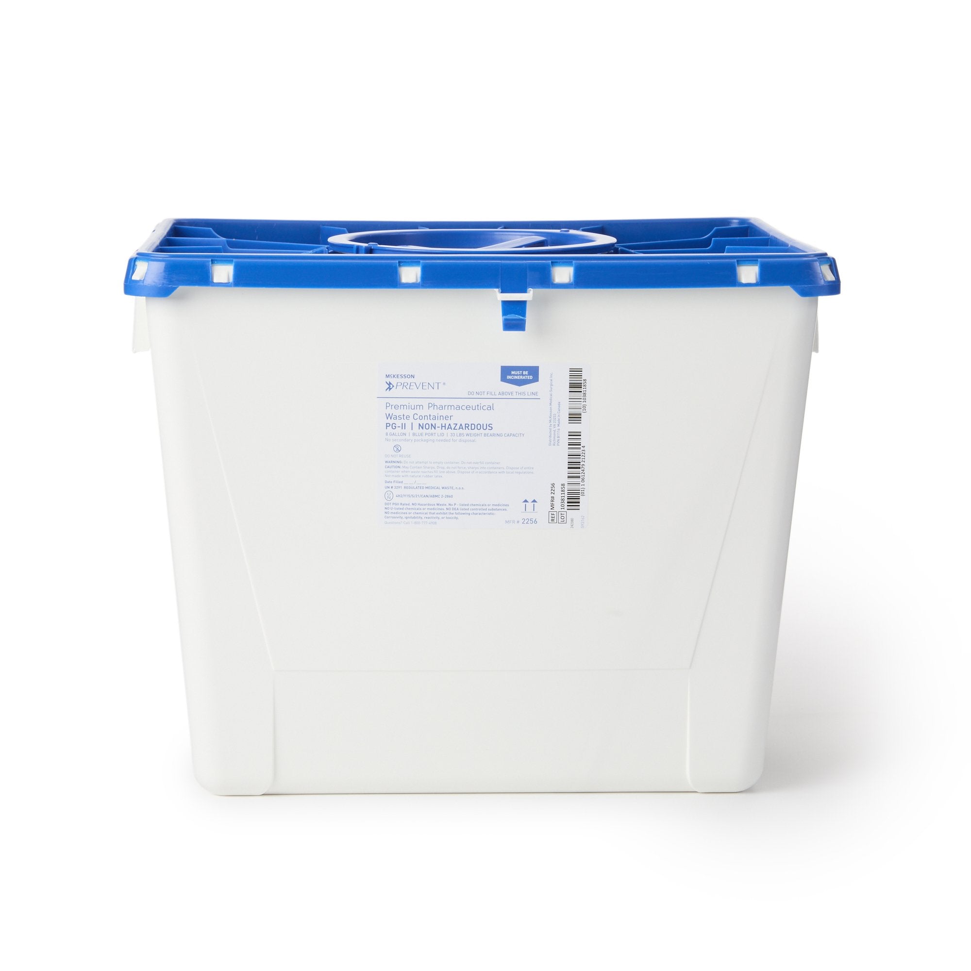 Pharmaceutical Waste Container McKesson Prevent White Base 13 1/2 H X 17 3/10 W X 13 L Inch Vertical Entry 8 Gallon