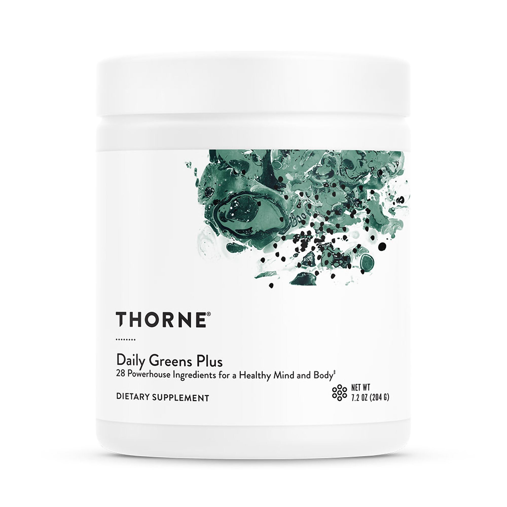 Dietary Supplement THORNE Daily Greens Plus Ashwagandha Extract (Withania somnifera) 225 mg Strength Powder 7 oz. Mint Flavor