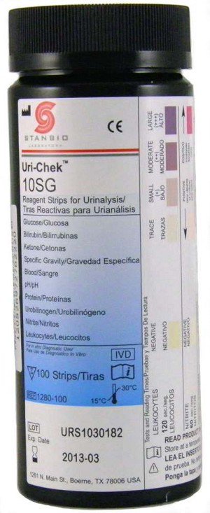 Urinalysis Reagent Uri-Chek Bilirubin, Blood, Glucose, Ketone, Leukocytes, Nitrite, pH, Protein, Specific Gravity, Urobilinogen For UriiTrak 120, Packaging Type- Box