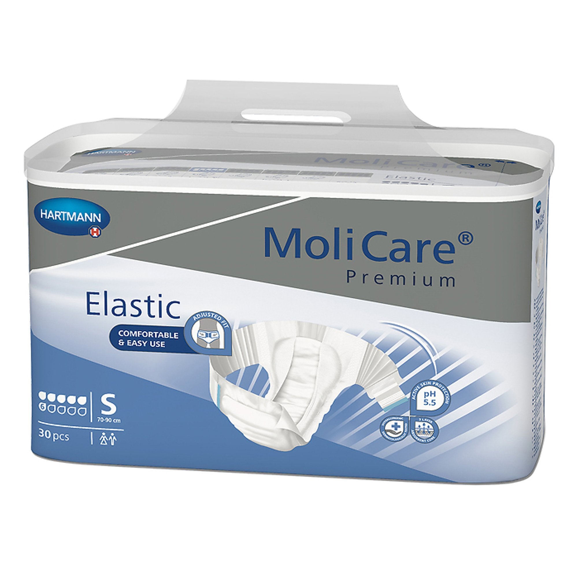 Unisex Adult Incontinence Brief MoliCare Premium Elastic 6D Small Disposable Moderate Absorbency, Packaging Type- Case