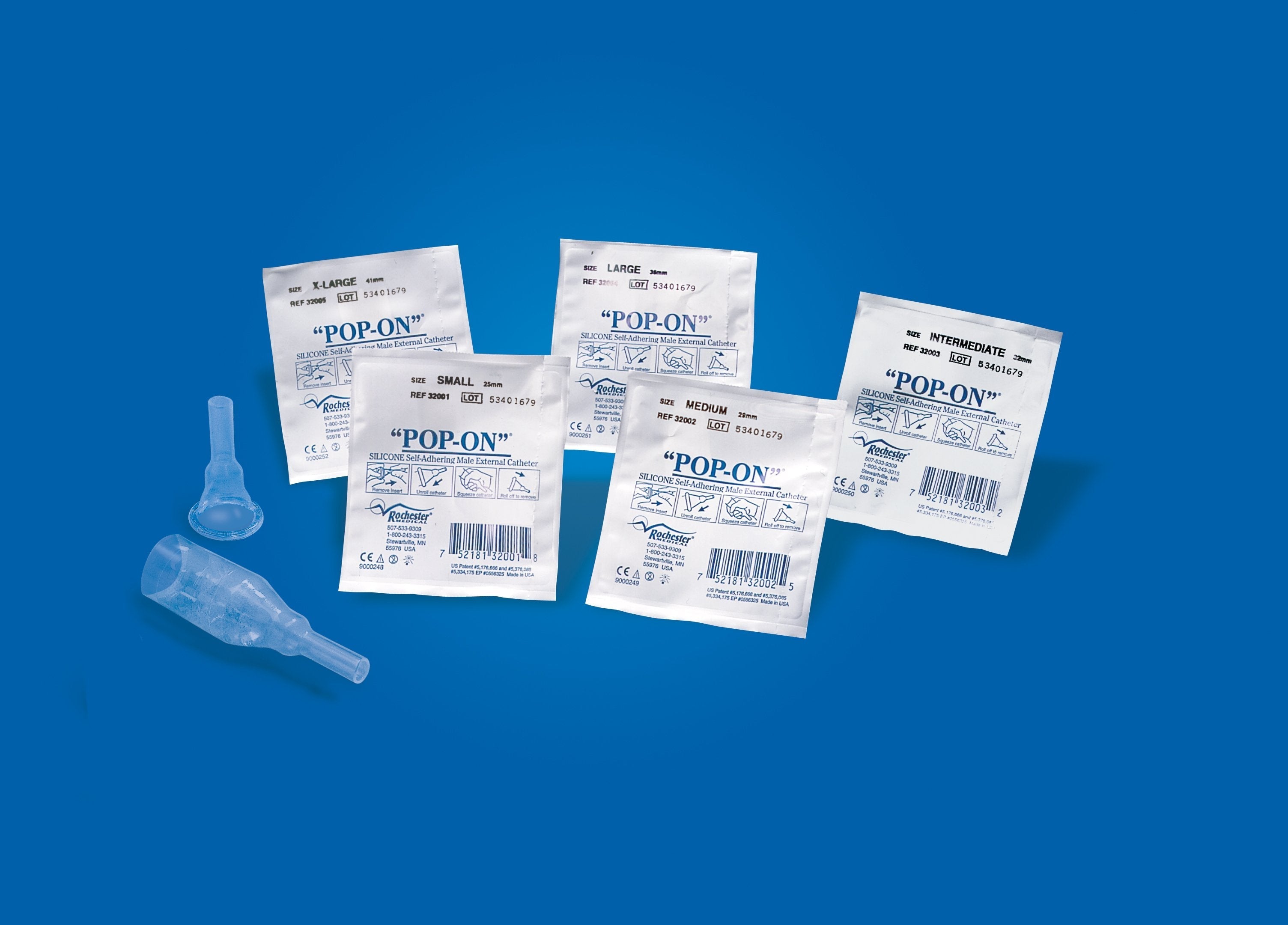 Male External Catheter Pop On Self Adhesive Strip Silicone Small