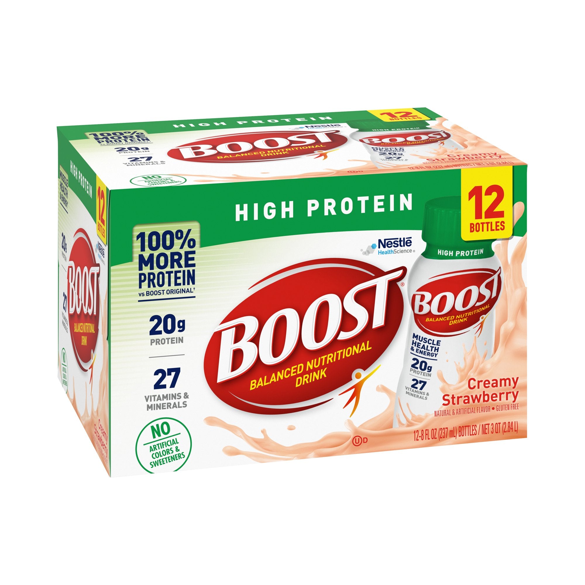 Oral Supplement Boost High Protein Creamy Strawberry Flavor Liquid 8 oz. Bottle, Packaging Type- Case