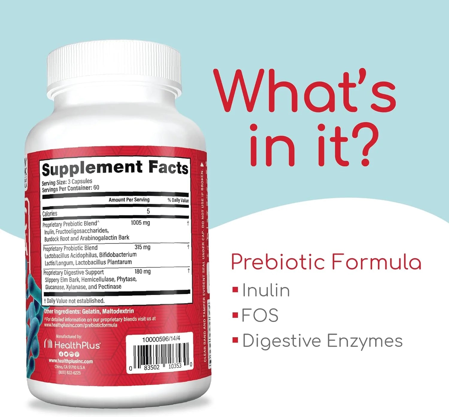 Prebiotic Formula, 180 Capsules, 60 Servings