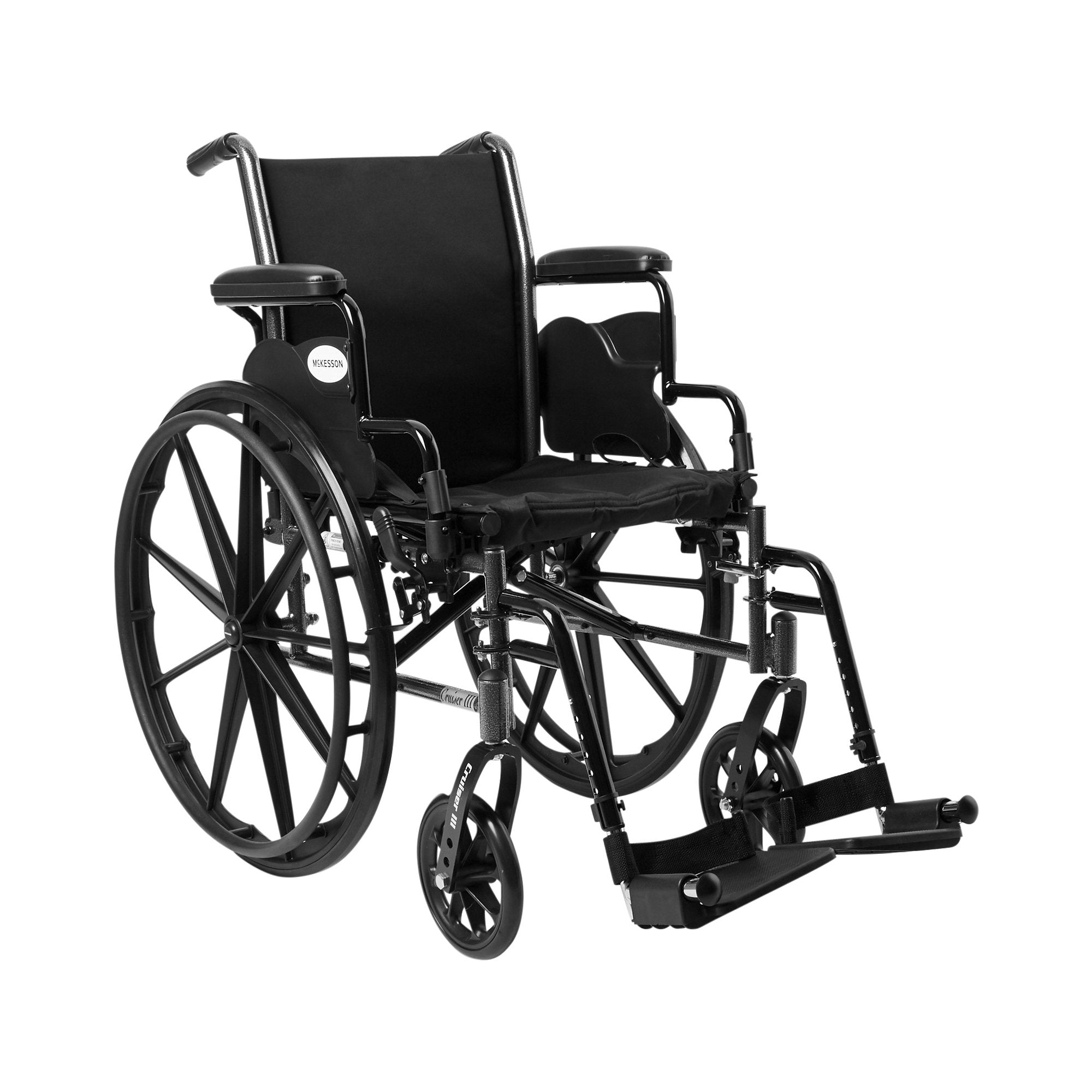 Lightweight Wheelchair McKesson Dual Axle Desk Length Arm Swing Away Footrest Black Upholstery 16 Inch Seat Width Adult 300 lbs. Weight Capacity