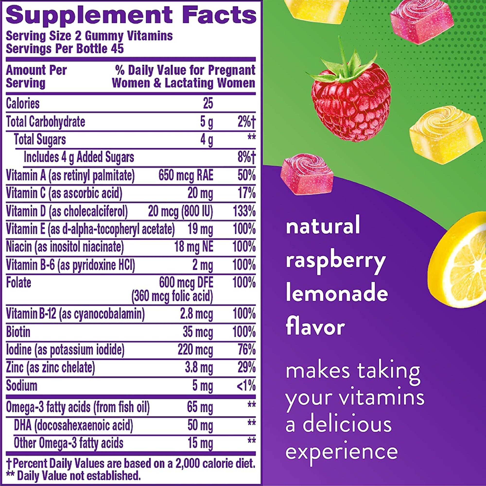 prenatal vitamin supplement gummy 90 per bottle assorted fruit flavor