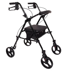 ProBasics Aluminium Rollator For Seniors and Elders, Wheel size 8 inch With Height Adjustable 18 to 22 inch, Weight Capacity 300lbs, Black Walnut Color, RLAA8BK