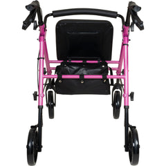 ProBasics Aluminium Rollator For Seniors and Elders, Wheel size 8 inch With Height Adjustable 18" to 22", Weight Capacity 250lbs, Pink Color, RLAA8PK