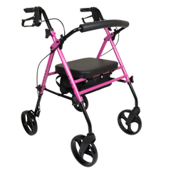 ProBasics Aluminium Rollator For Seniors and Elders, Wheel size 8 inch With Height Adjustable 18" to 22", Weight Capacity 250lbs, Pink Color, RLAA8PK