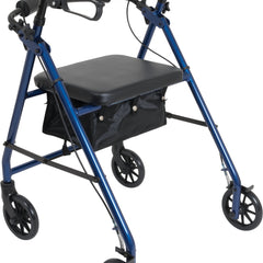 probasics aluminum rollator with 6 inch wheels blue