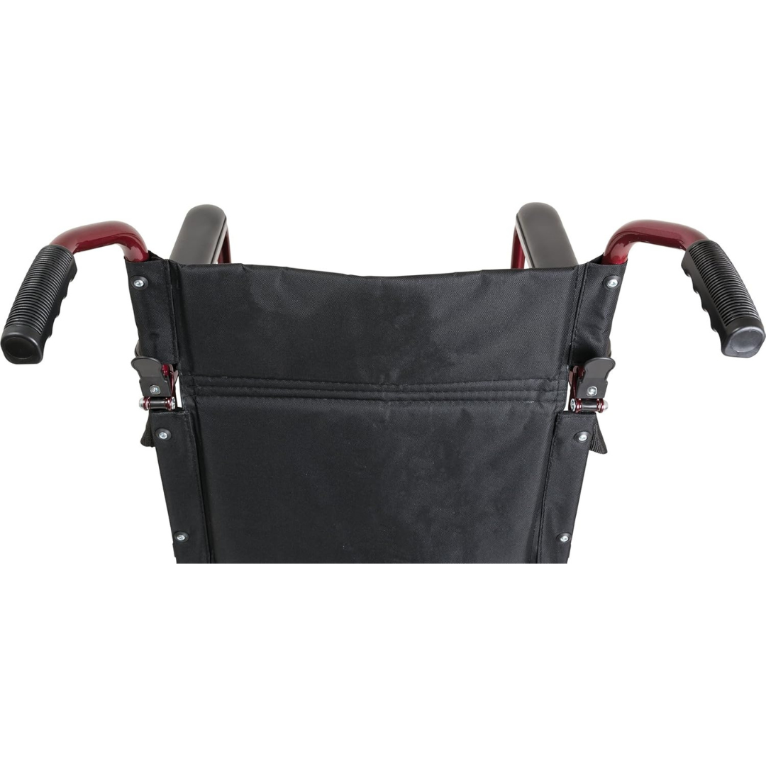 probasics burgundy aluminum transport chair with footrests