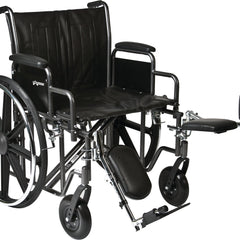 Probasics Heavy Duty K0007 Wheelchair with Detachable desk-length Seat with Footrests ,8"Front 24"Back Wheels ,450 -600 lbs Weight Capacity,26" x 20",WC72620DS