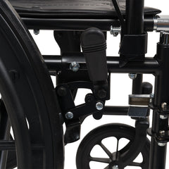 Probasics K1 Wheelchair with Flip-back padded upholstered armrests and Elevating Leg rest,Swing-Away Footrests ,8" x 1" Front 24" Back Wheels ,250 lbs Weight Capacity ,18x16inch ,WC11816DS