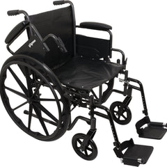 Probasics K2 Wheelchair with Flip-back padded upholstered armrests and Swing-Away Footrests ,8" x 1" Front 24" Back Wheels ,300 lbs Weight Capacity ,16" x 16" ,WC21616DS