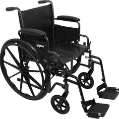 Probasics K2 Wheelchair with Flip-back padded upholstered armrests and Swing-Away Footrests ,8" x 1" Front 24" Back Wheels ,300 lbs Weight Capacity ,16" x 16" ,WC21616DS