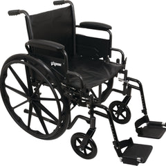 ProBasics K2 wheelchair with 18 x 16 seat and swing-away footrests front angle view