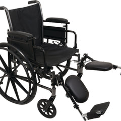 Probasics K3 Lightweight Wheelchair with flip-back height adjustable arms and swing-away or elevating padded leg rests. ,Large 24" rear wheels Wheels ,300 lbs Weight Capacity ,16" x 16" ,WC31616DE