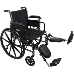 Probasics K3 Lightweight Wheelchair with flip-back height adjustable arms and swing-away or elevating padded leg rests. ,Large 24" rear wheels Wheels ,300 lbs Weight Capacity ,16" x 16" ,WC31616DE