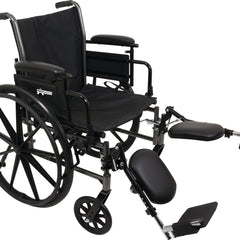 Probasics K3 Lightweight Wheelchair with flip-back height adjustable arms and swing-away or elevating padded leg rests. ,Large 24" rear wheels Wheels ,300 lbs Weight Capacity ,16" x 16" ,WC31616DE
