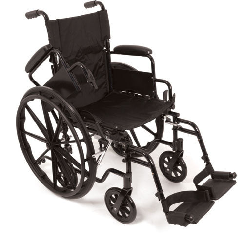 Probasics K4 Transformer Wheelchair with Flip-back padded desk-length arms and adjustable footrests with heel loops ,8-inch front ,24-inch rear Wheels ,250 lbs Weight Capacity ,20 X16inch ,WC42016DS