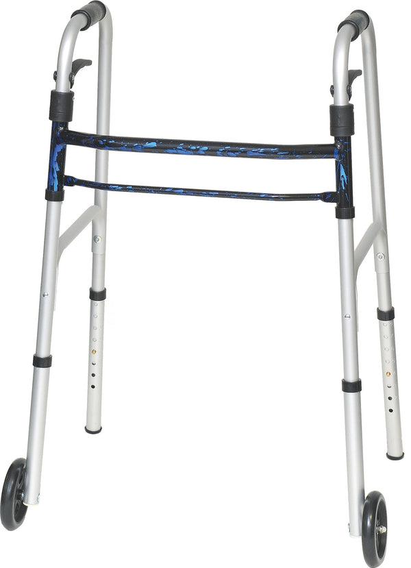 ProBasics Sure Lever Release Folding Walker Aluminum Lightweight, Weight Support-350lbs, Wheel Size-5inch, WKAAWSLB