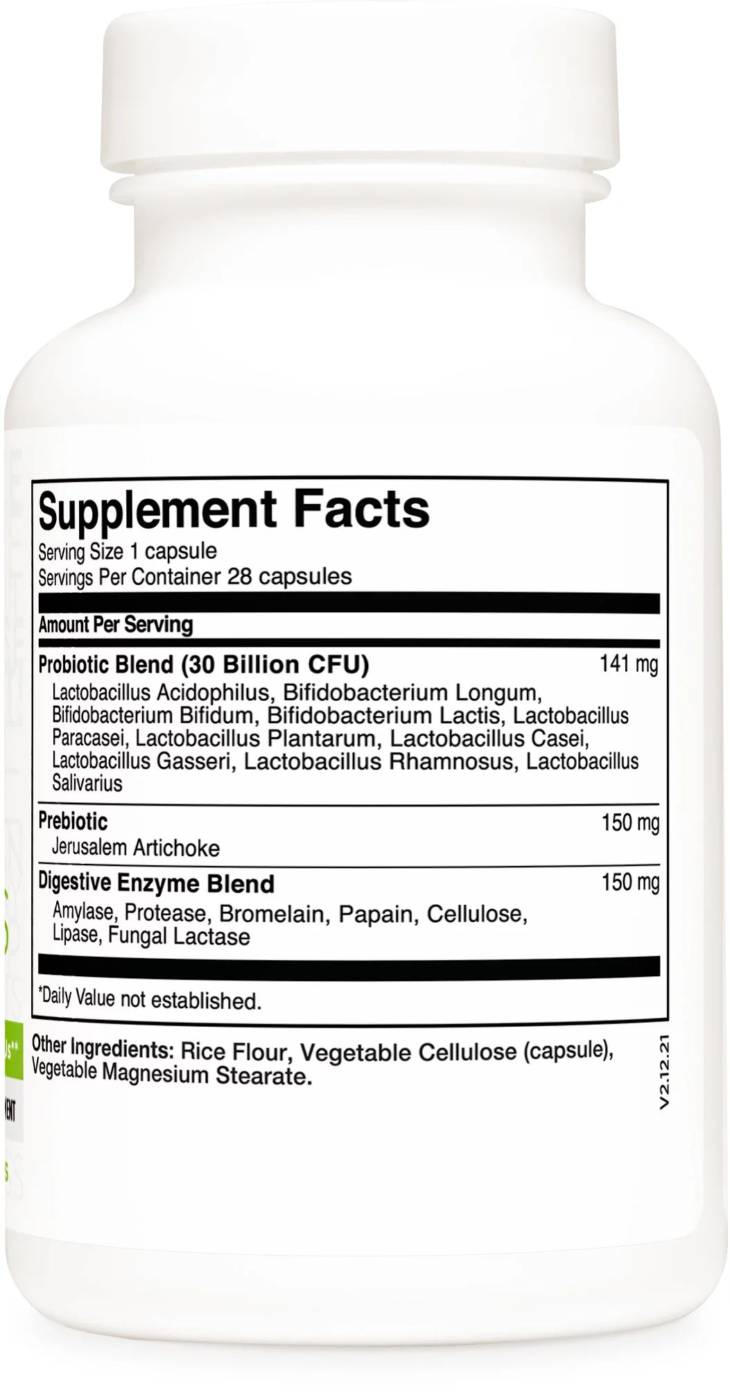 Probiotic (>10 Billion CFU) with Prebiotic + Digestive Enzymes Supplement, 28 Capsules