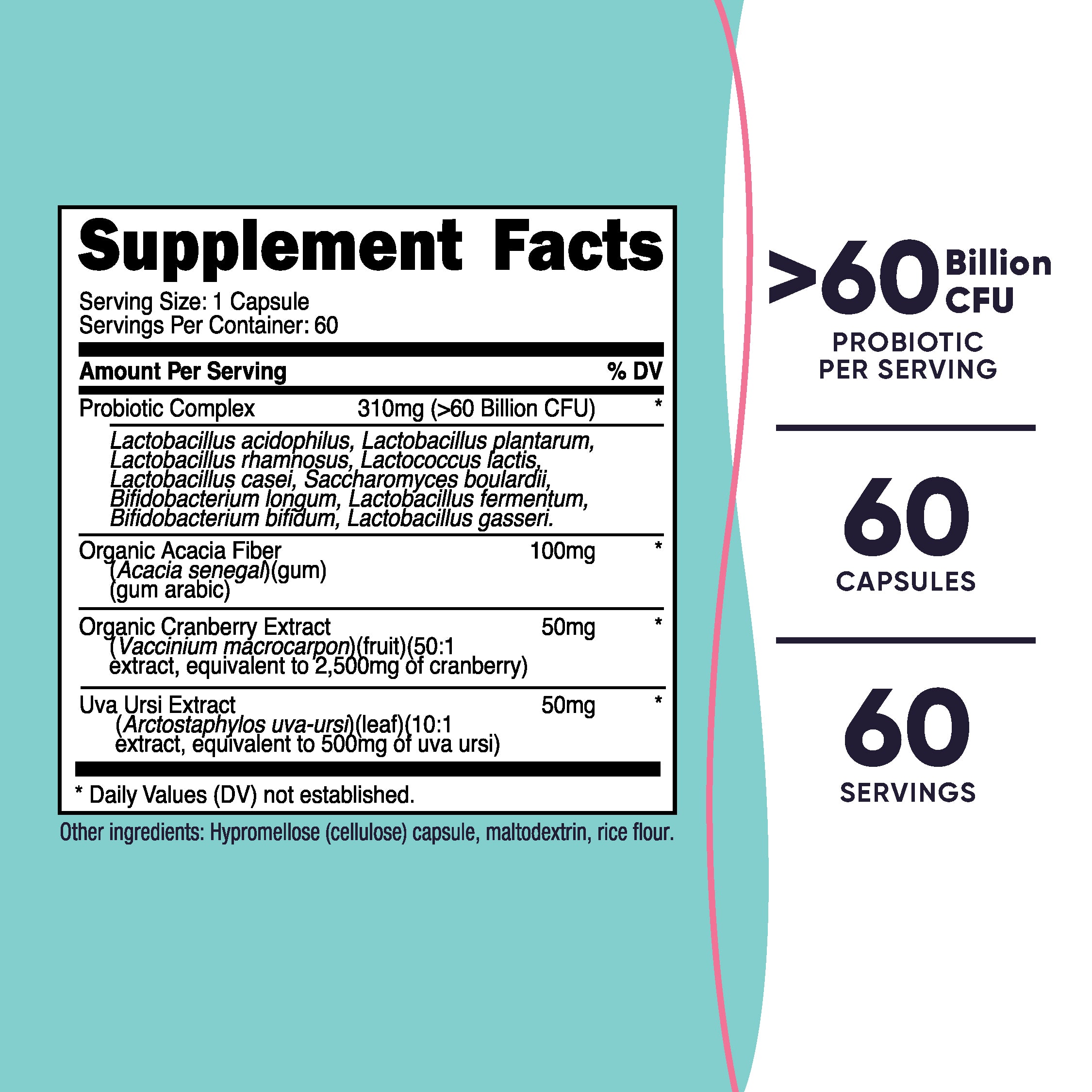 Probiotic for Women 60 Billion CFU, 60 Capsules   Probiotic Supplement