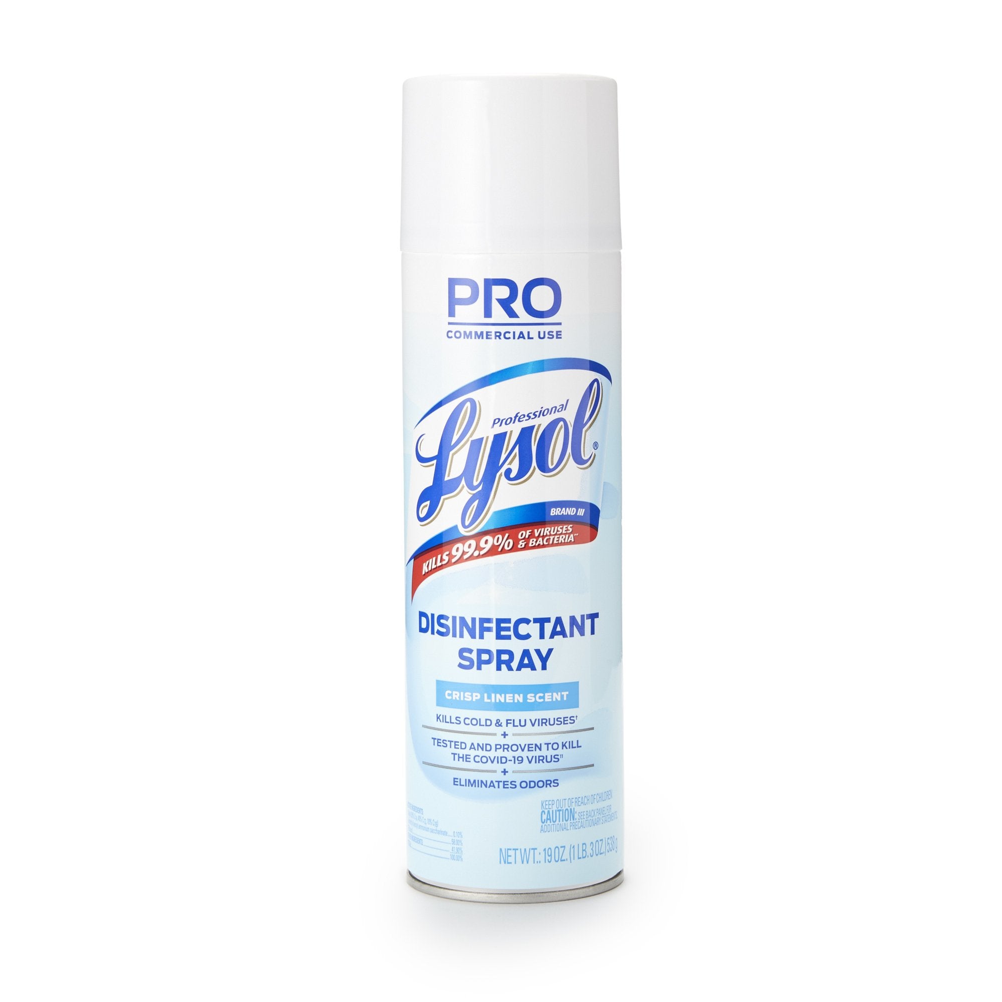 Professional Lysol Surface Disinfectant Alcohol Based Aerosol Spray Liquid 19 oz. Can Crisp Linen Scent NonSterile