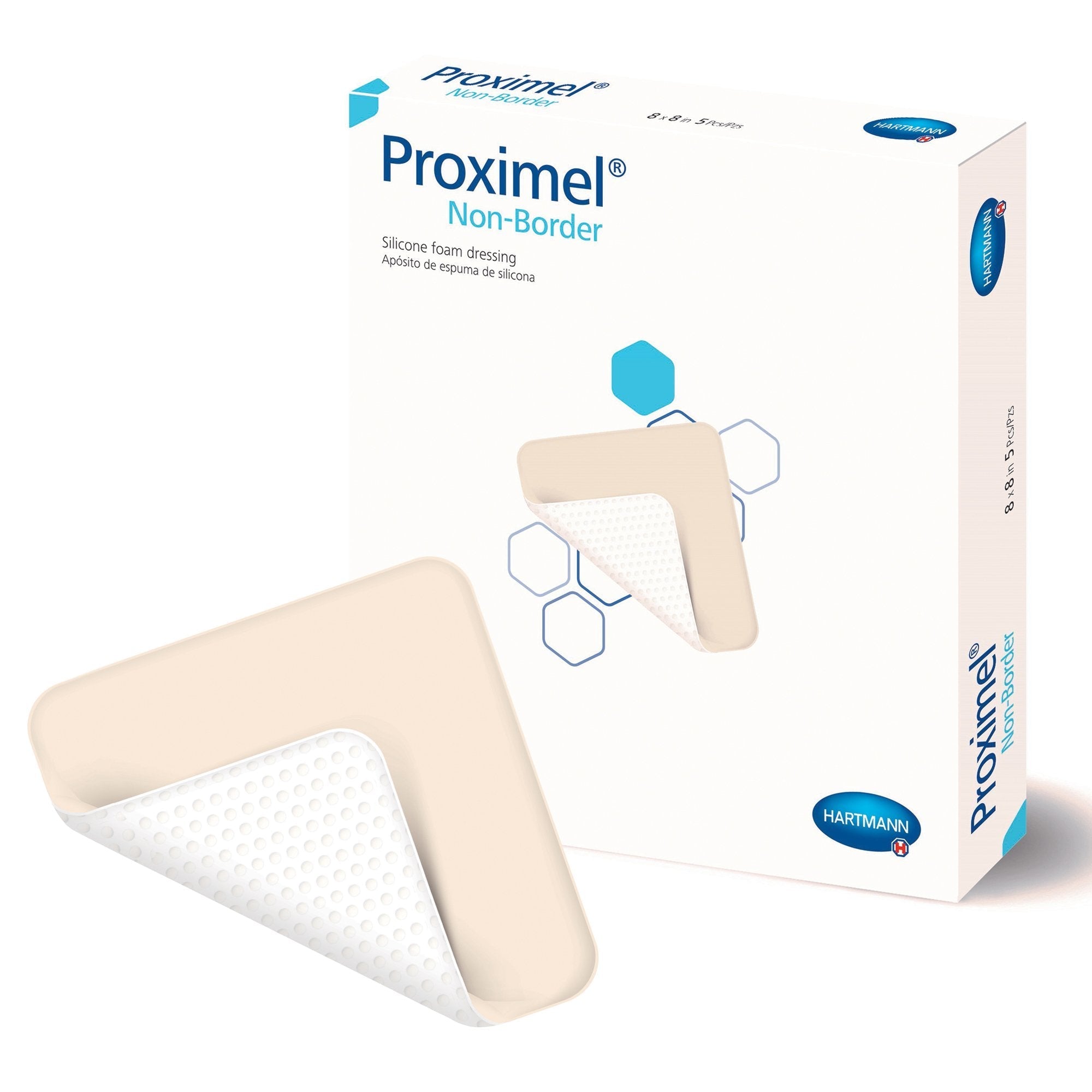 Foam Dressing Proximel Non Border 8 X 8 Inch Without Border Waterproof Backing Silicone Face Square Sterile