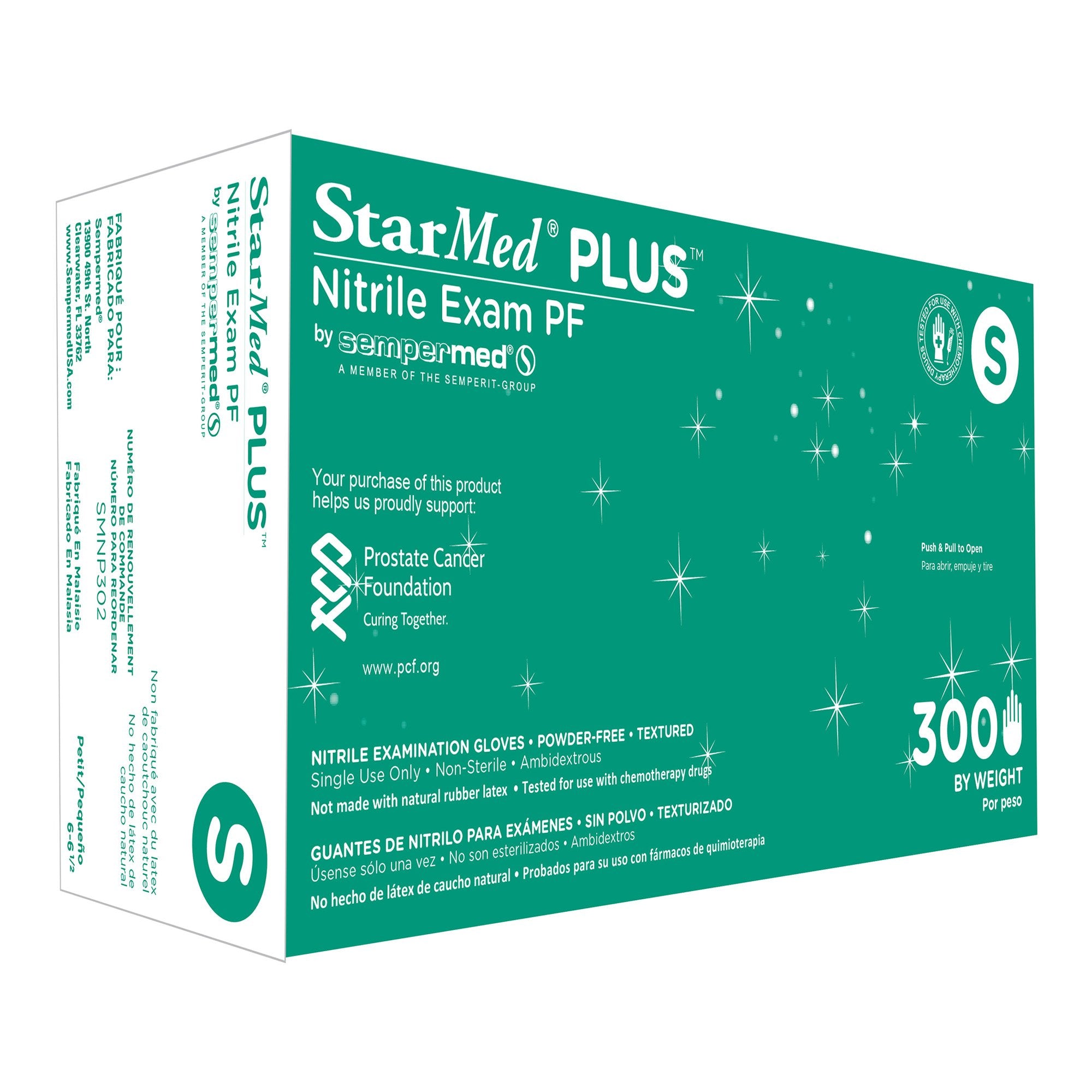 Exam Glove StarMed Plus Small NonSterile Nitrile Standard Cuff Length Textured Fingertips Blue Chemo Tested / Fentanyl Tested, Packaging Type- Box