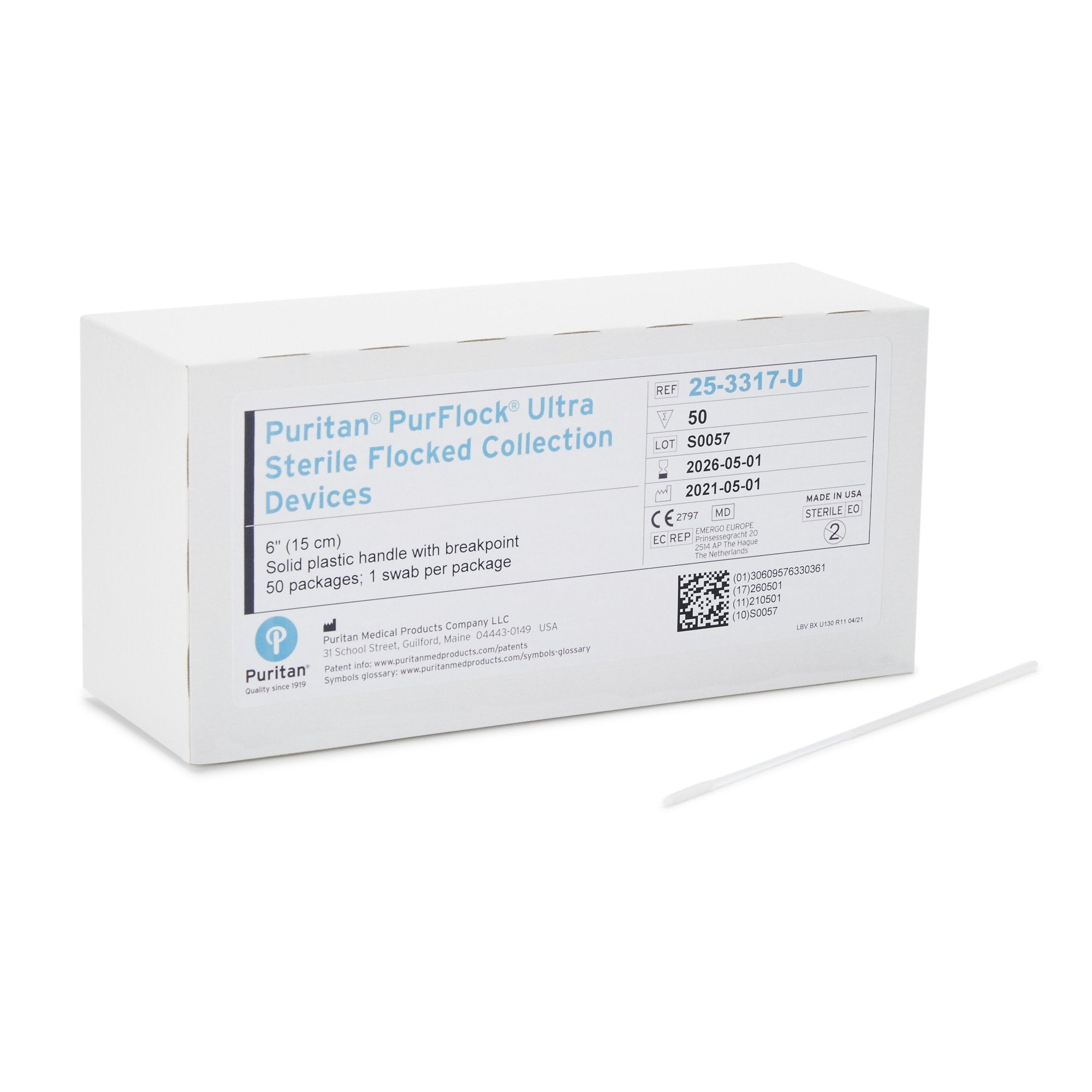 PurFlock Ultra Nasopharyngeal Collection Swab 6 Inch Length Sterile