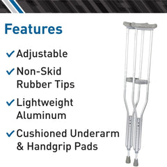push button alum adj crutch pr tall patient height 510 66