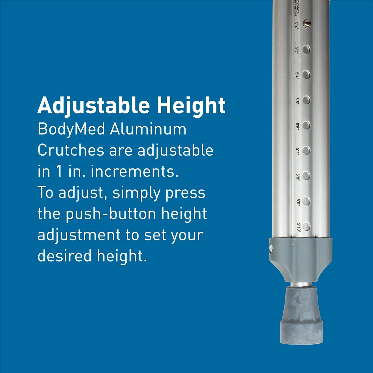 push button alum adj crutch pr tall patient height 510 66