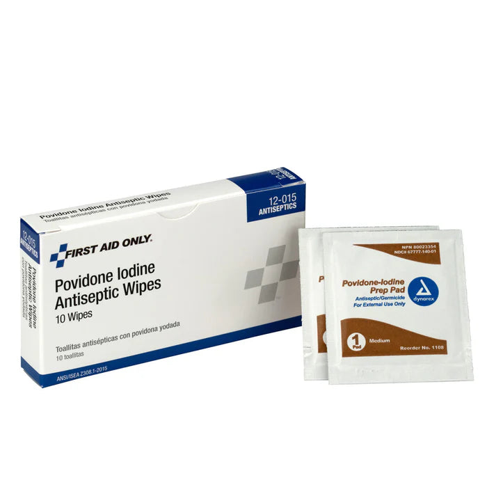 PVP Prep Pad First Aid Only 10% Strength Povidone Iodine Individual Packet Medium NonSterile, Packaging Type- Case