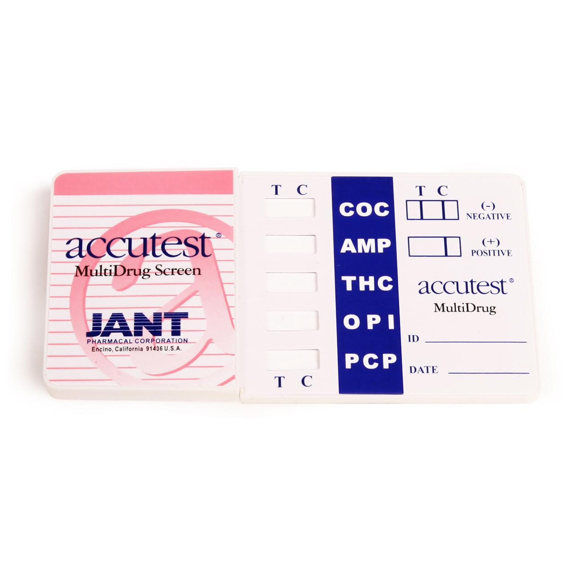 Drugs of Abuse Test Kit Accutest AMP, COC, OPI, mAMP/MET, THC 25 Tests CLIA Non-Waived, Packaging Type- Box