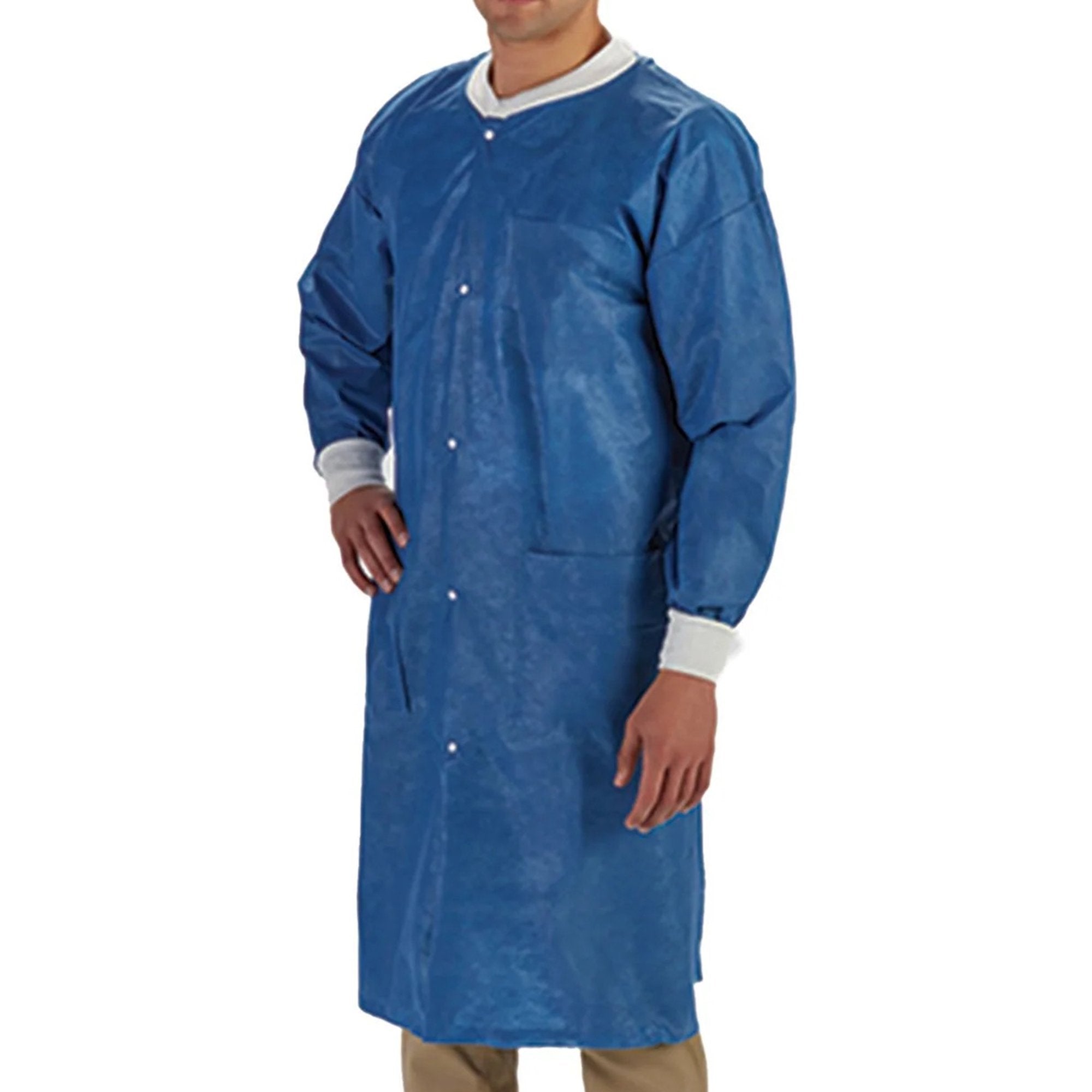 Lab Coat LabMates Blue 2X-Large Knee Length SMS Disposable, Packaging Type- Case