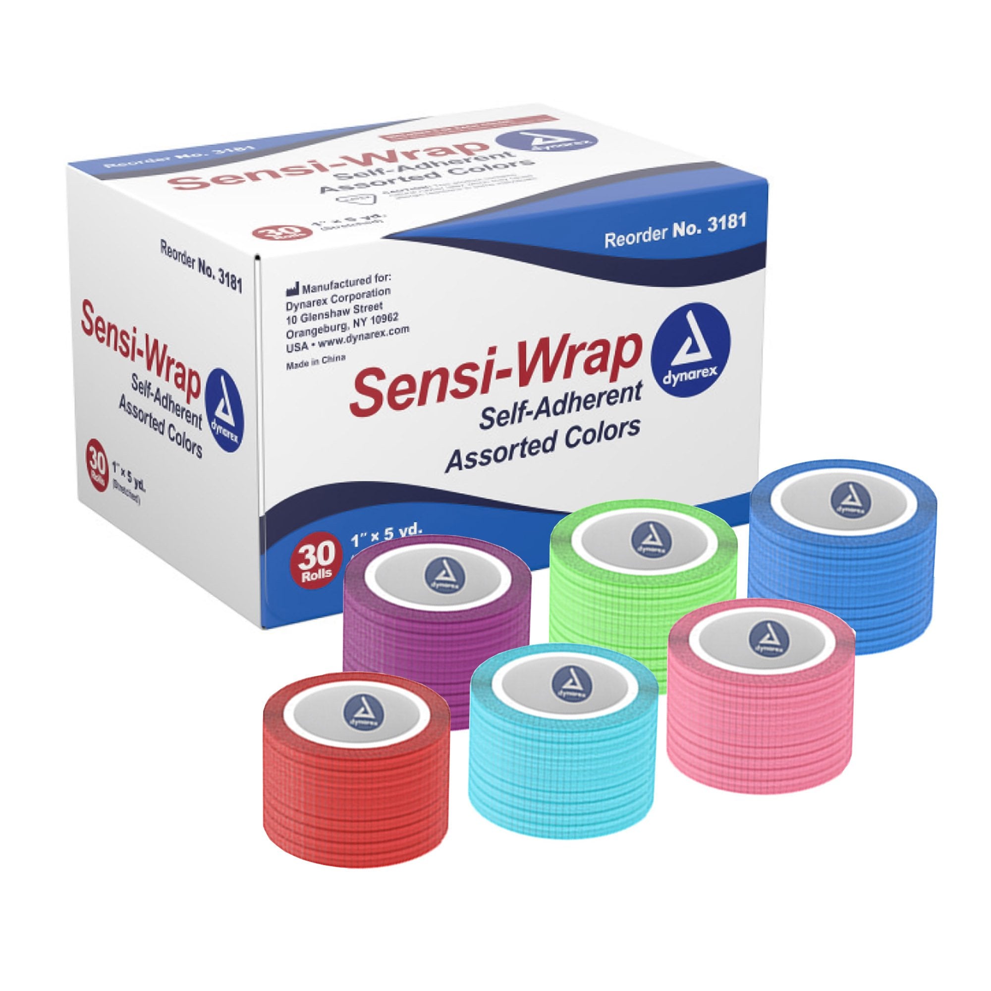 Cohesive Bandage Sensi-Wrap 1 Inch X 5 Yard Self-Adherent Closure Red / Green / Purple / Dark Blue / Pink / Light Blue NonSterile Standard Compression, Packaging Type- Case