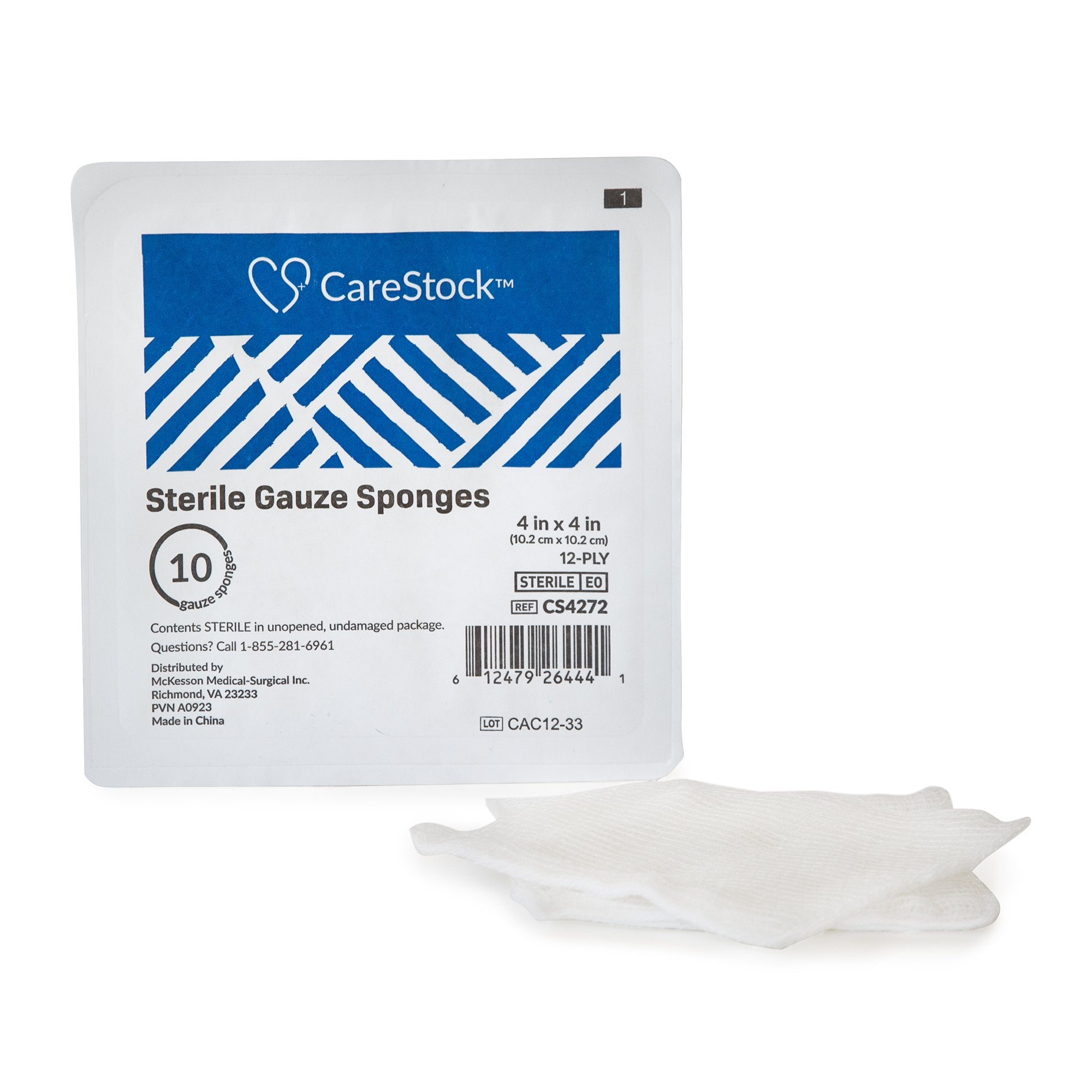 Gauze Sponge CareStock™ 4 X 4 Inch 12-Ply Sterile 10 per Tray