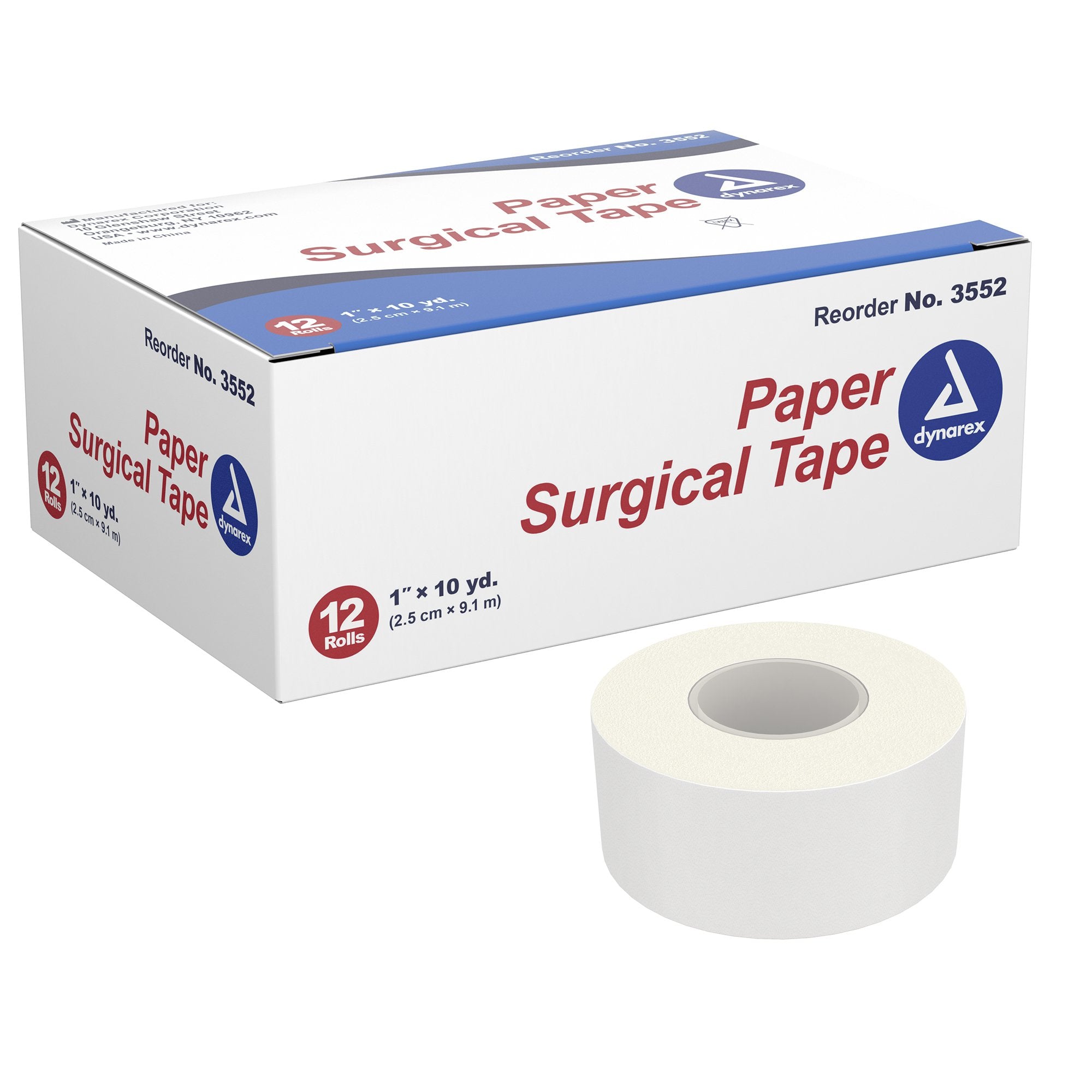 Medical Tape Dynarex® White 1 Inch X 10 Yard Paper NonSterile