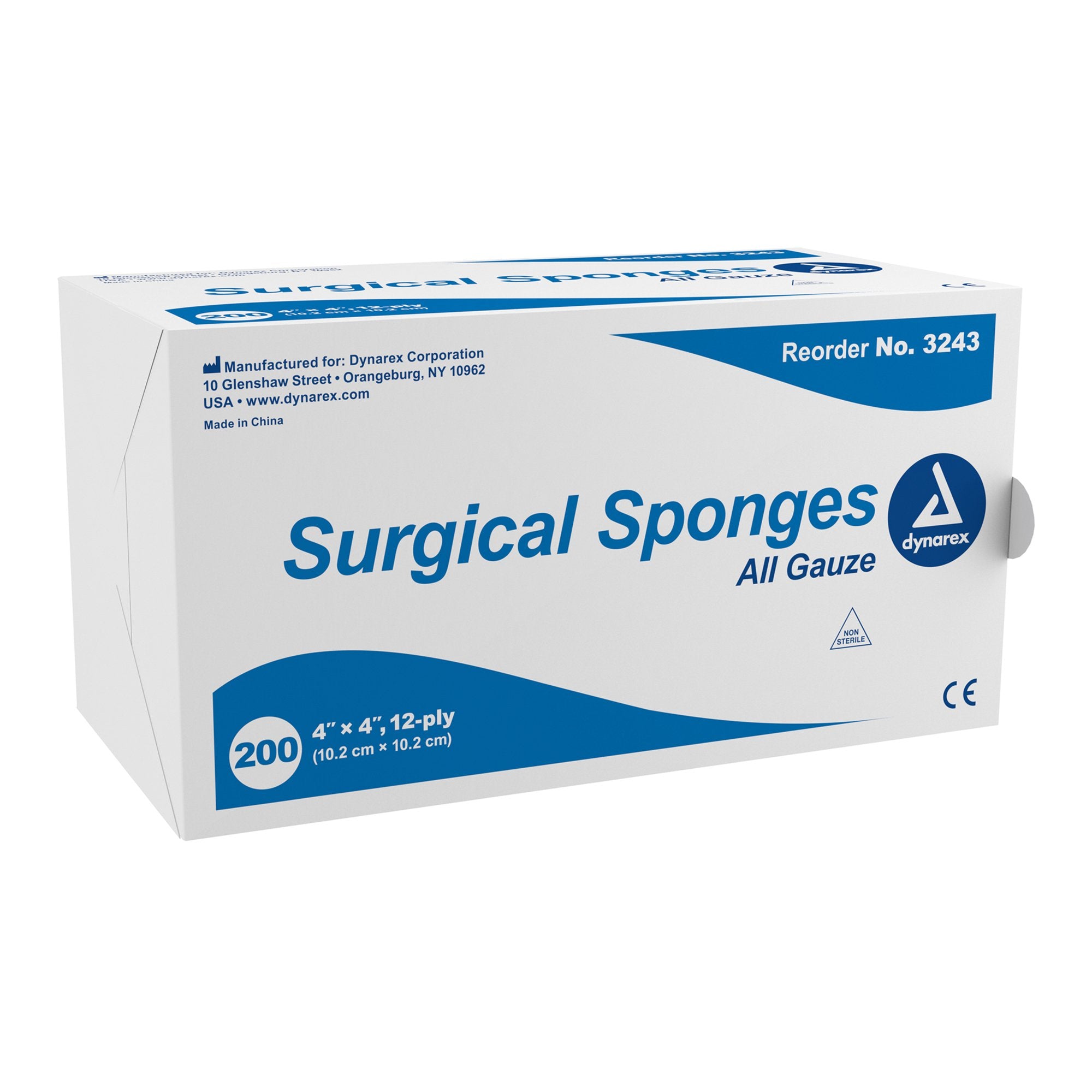 Gauze Sponge Dynarex 4 X 4 Inch 12-Ply NonSterile 200 per Pack, Packaging Type- Case