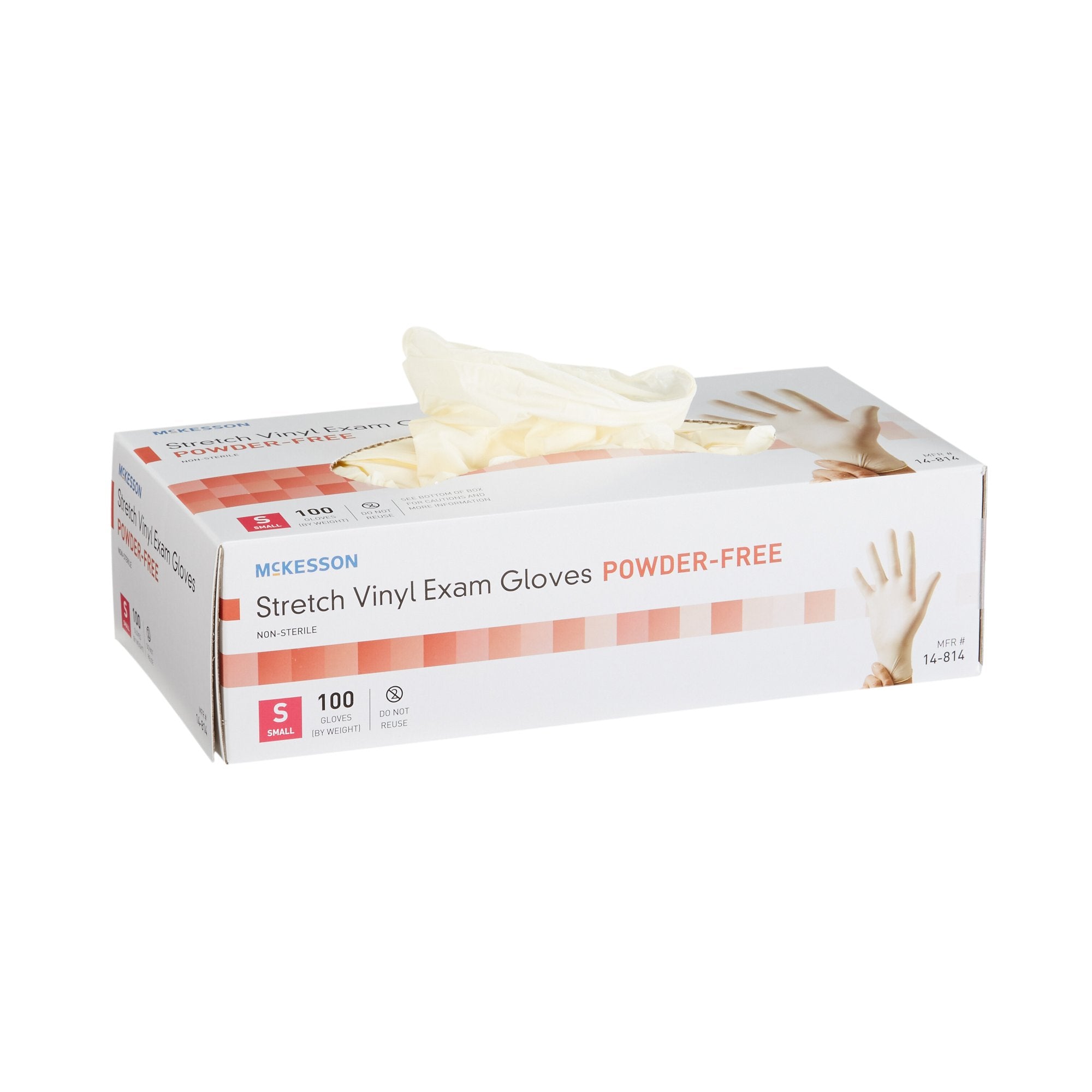 Exam Glove McKesson Small NonSterile Stretch Vinyl Standard Cuff Length Smooth Ivory Not Rated, Packaging Type- Case