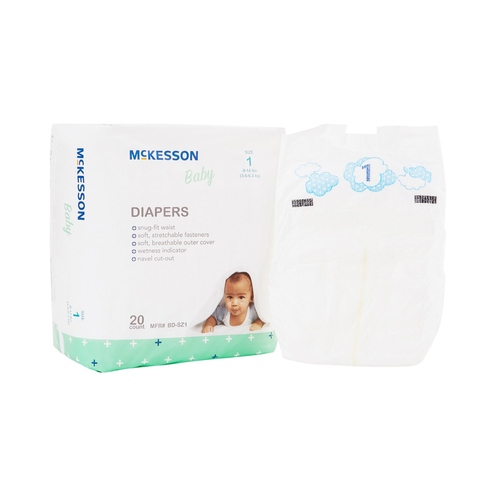 Unisex Baby Diaper McKesson Size 1 Disposable Heavy Absorbency, Packaging Type- Case