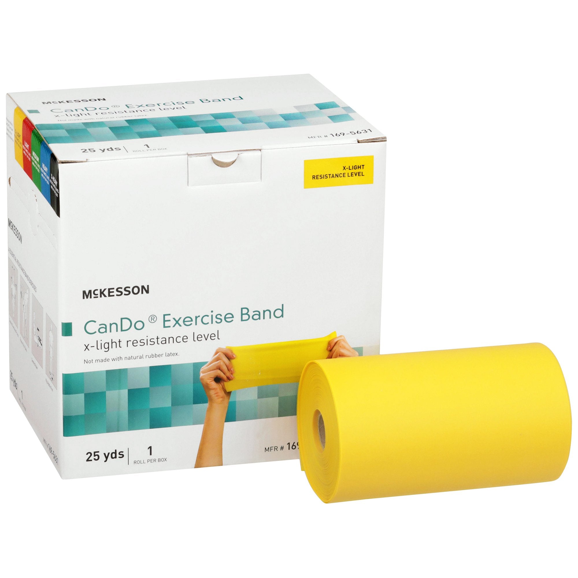 Exercise Resistance Band McKesson CanDo Yellow 5 Inch X 25 Yard X-Light Resistance, Packaging Type- Each