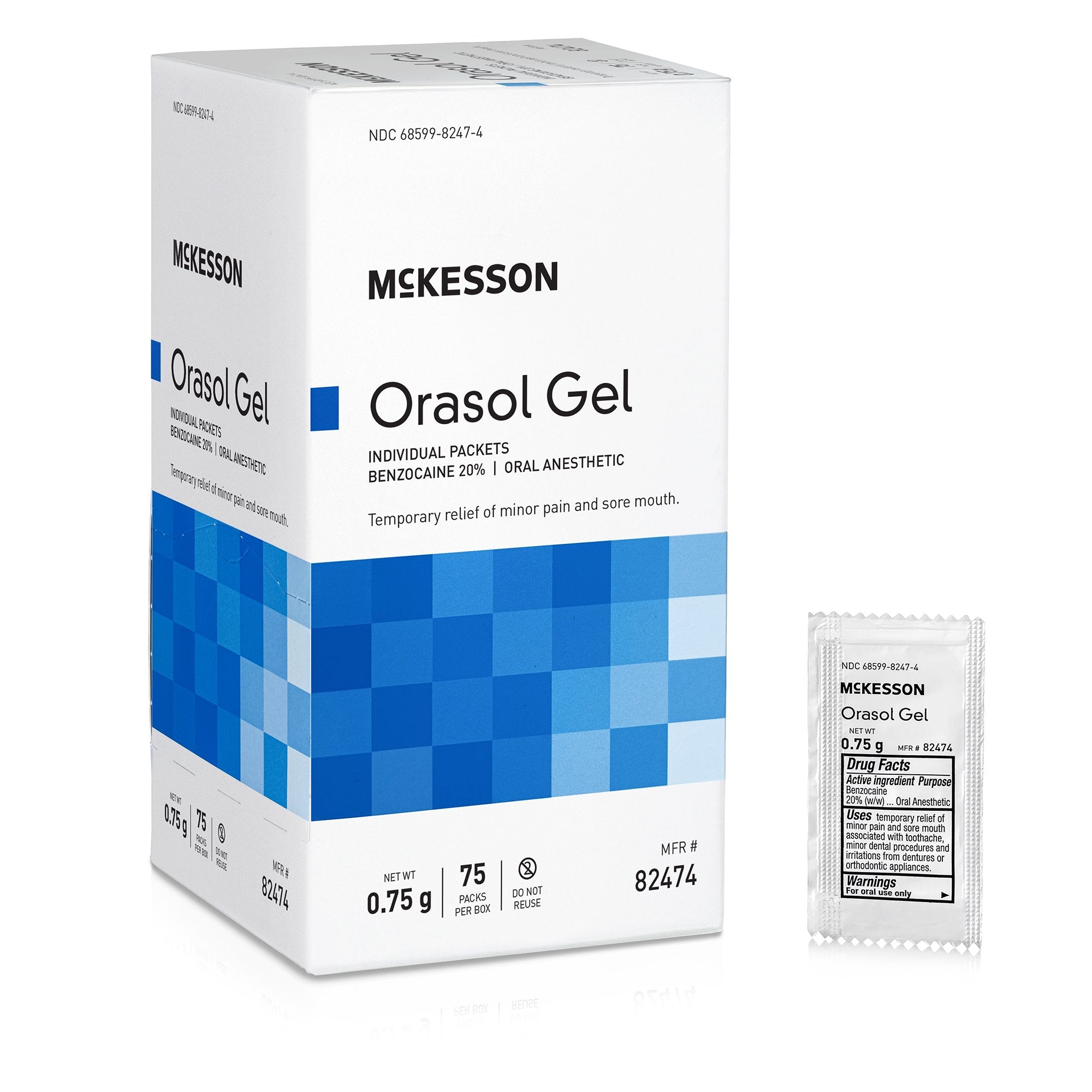 Oral Pain Relief McKesson 20% Strength Benzocaine Oral Gel 0.75 Gram, Packaging Type- Box