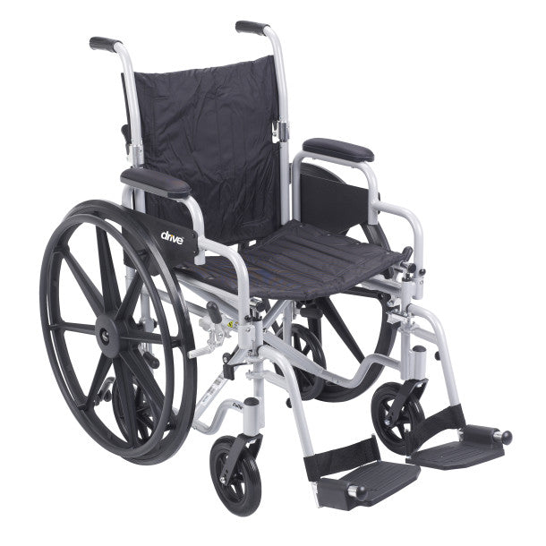 Drive Medical TR18,TR20 Pollywog Wheelchair/transport Combination Chair, 250lbs, Silver Frame with Nylon Upholstery