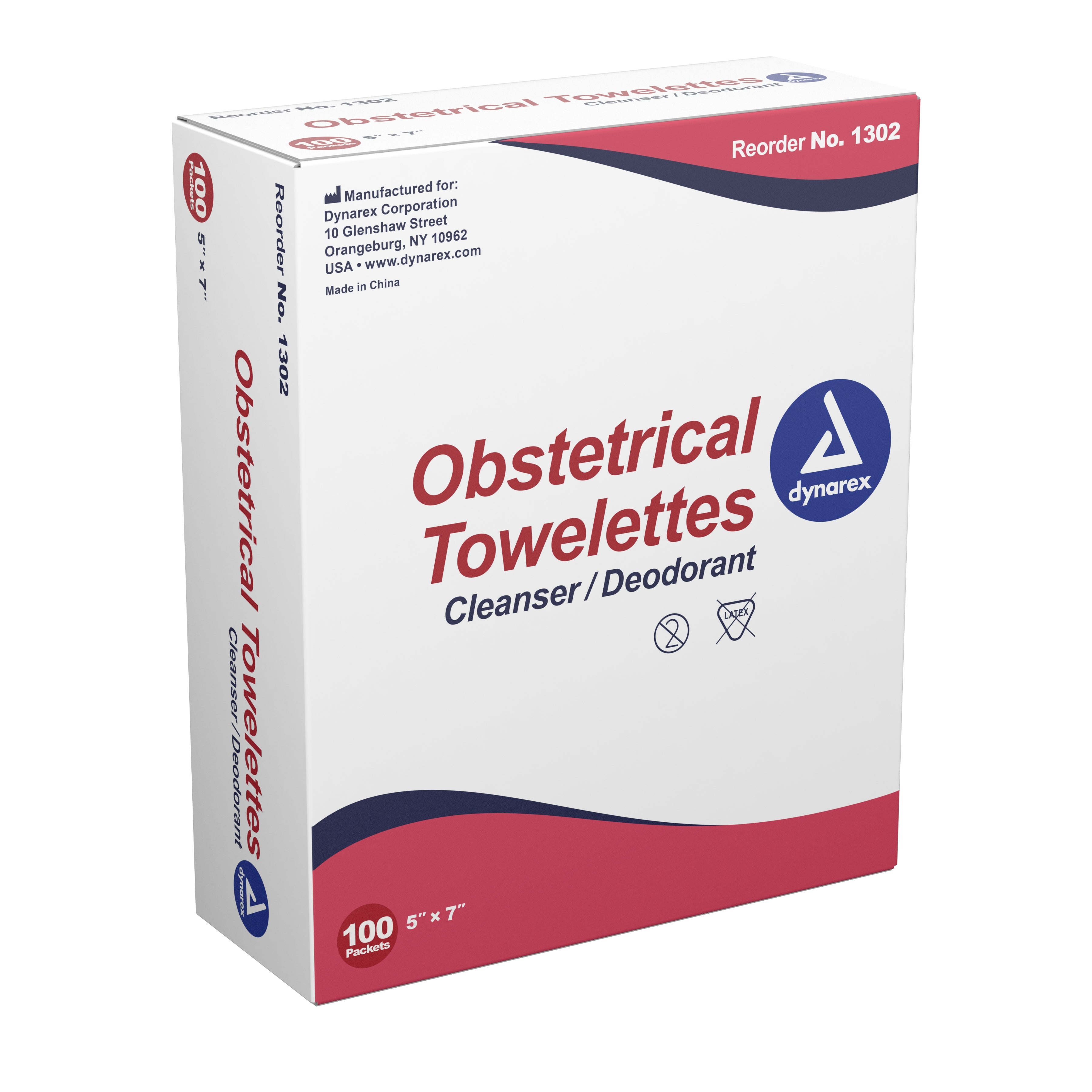 Obstetrical Cleansing Towelette Dynarex Individual Packet Scented 100 Count, Packaging Type- Box