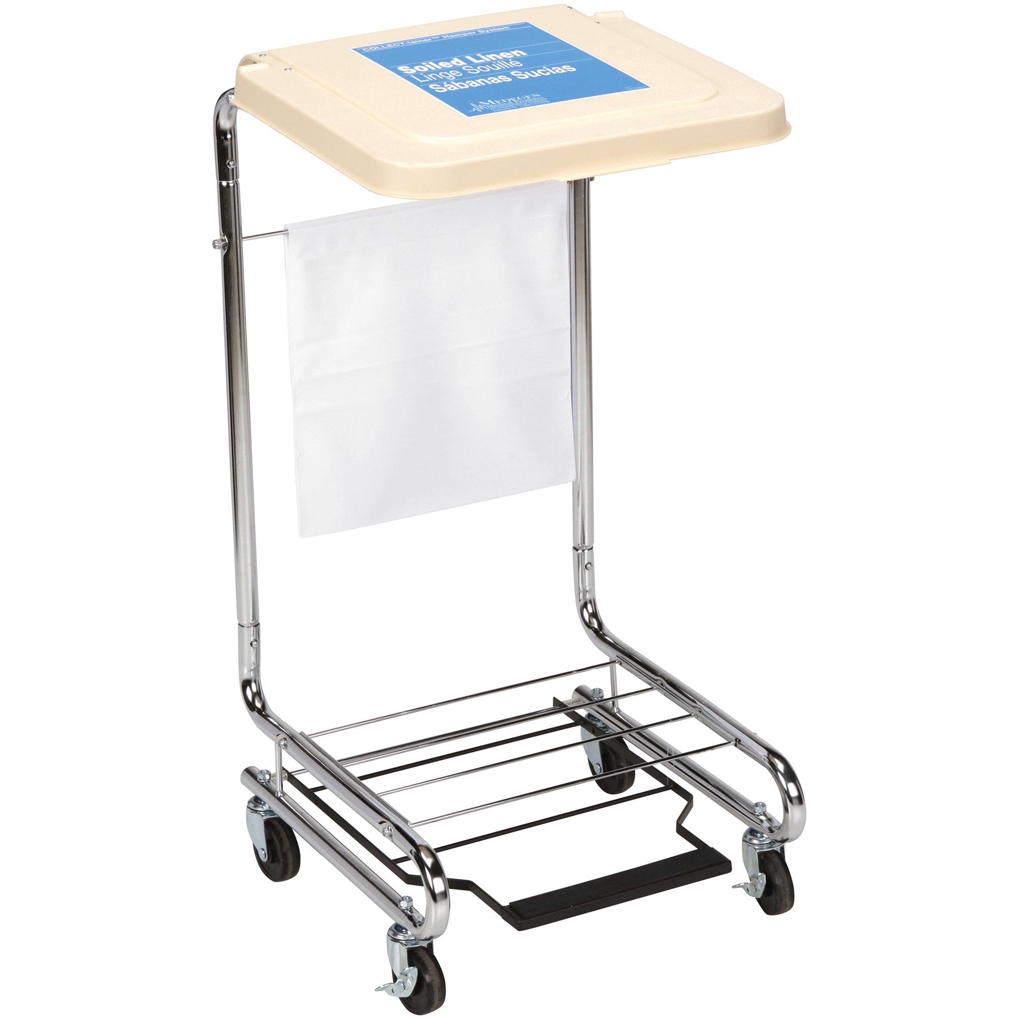 Hamper Stand McKesson Soiled Linen Rectangular Opening 30 to 33 gal. Capacity Foot Pedal Self-Closing Lid, Packaging Type- Each