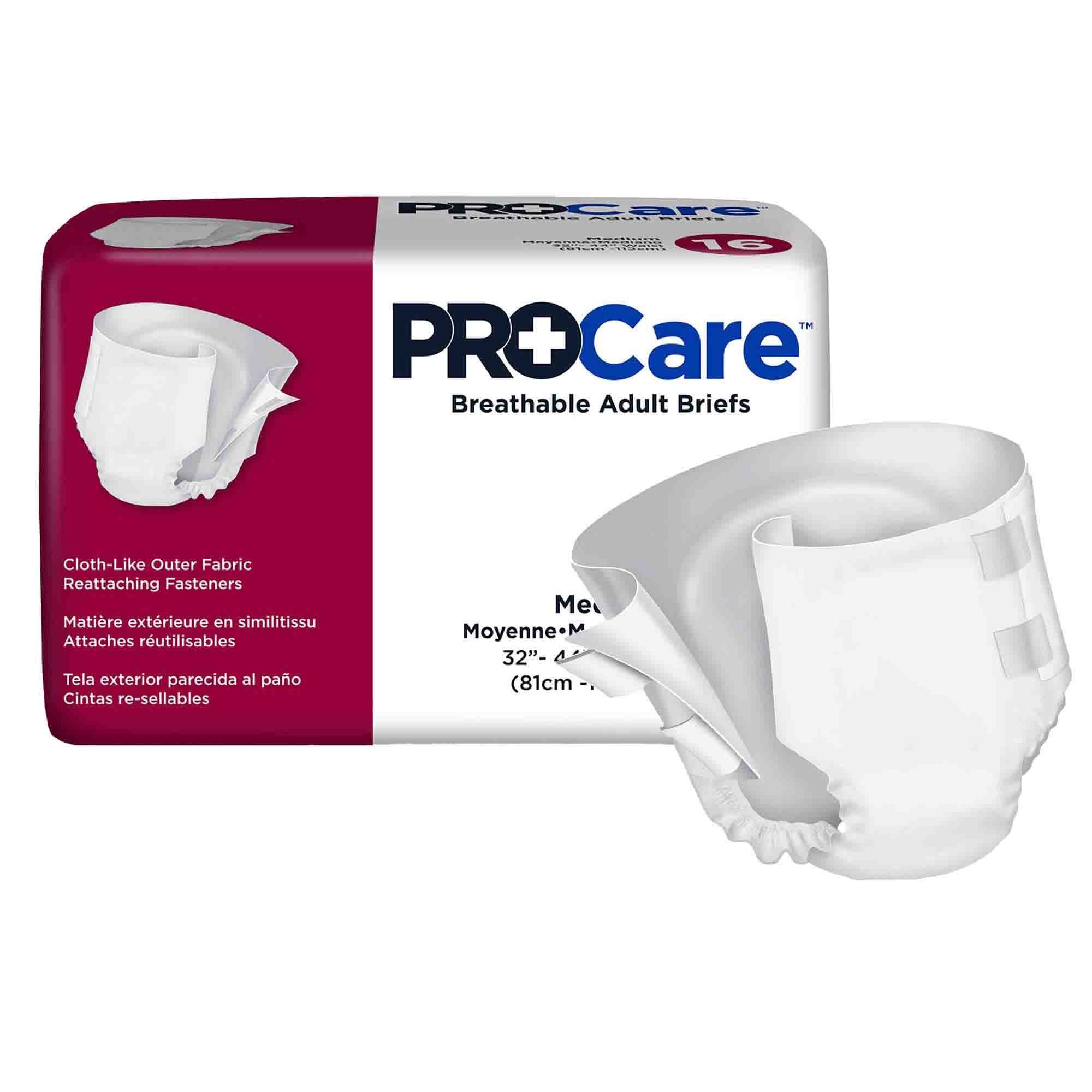 Unisex Adult Incontinence Brief ProCare Medium Disposable Heavy Absorbency, Packaging Type- Case